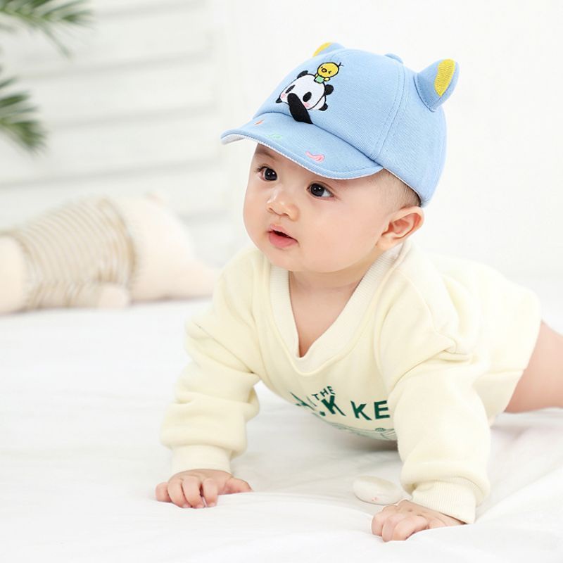 Topi bayi Panda music bordir cotton Tebal premium import baby cap