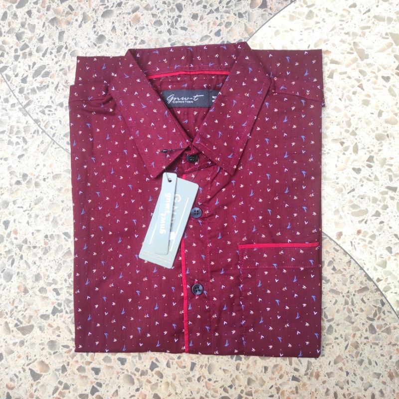 baju kemeja batik kerja kerah katun pria casual formal original terbaru lengan pendek oxyplan