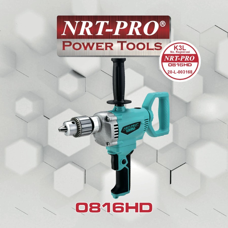 Mesin Bor Listrik 16mm LOW RPM NRT pro 0816HD Mixer Drill Low watt