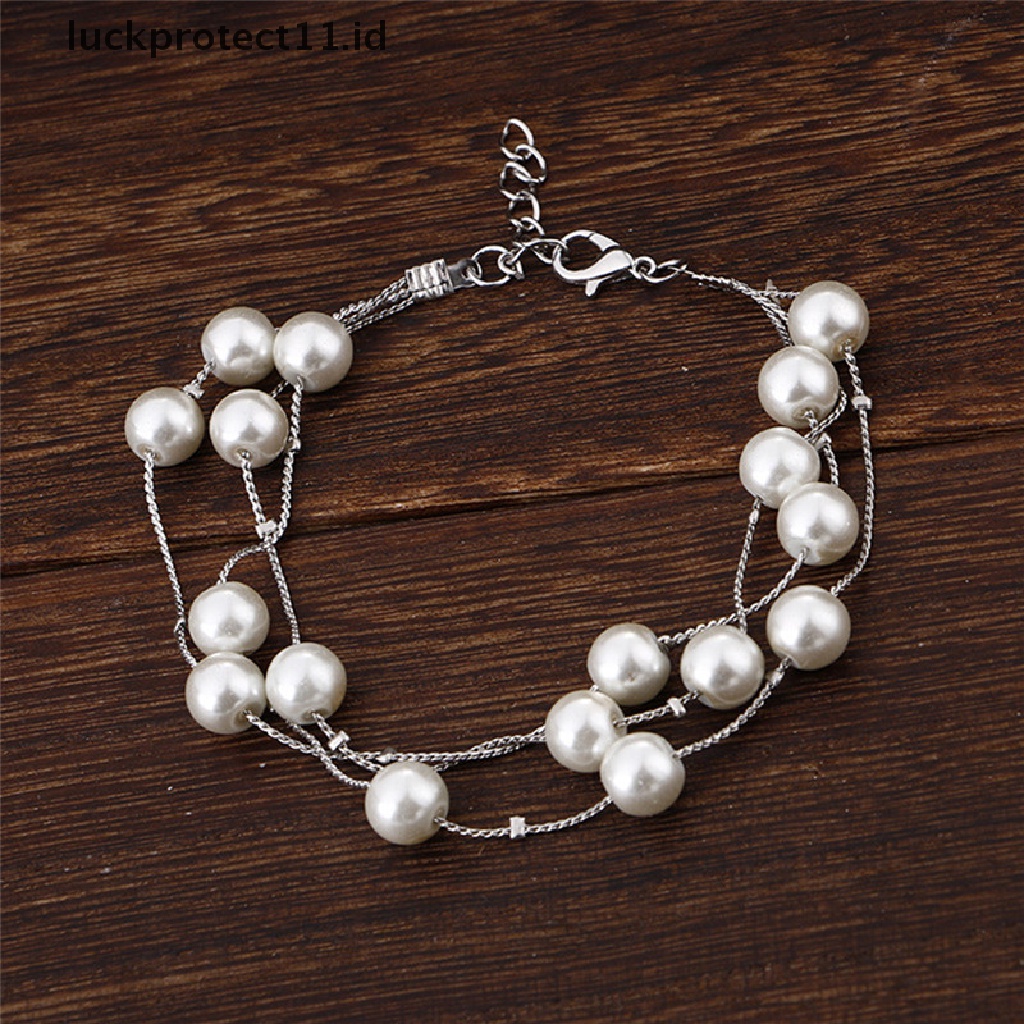 /Fashion Hot// Fashion// Fashion Multilayer Mutiara Kalung Anting Gelang Set Perhiasan Pernikahan Pengantin.