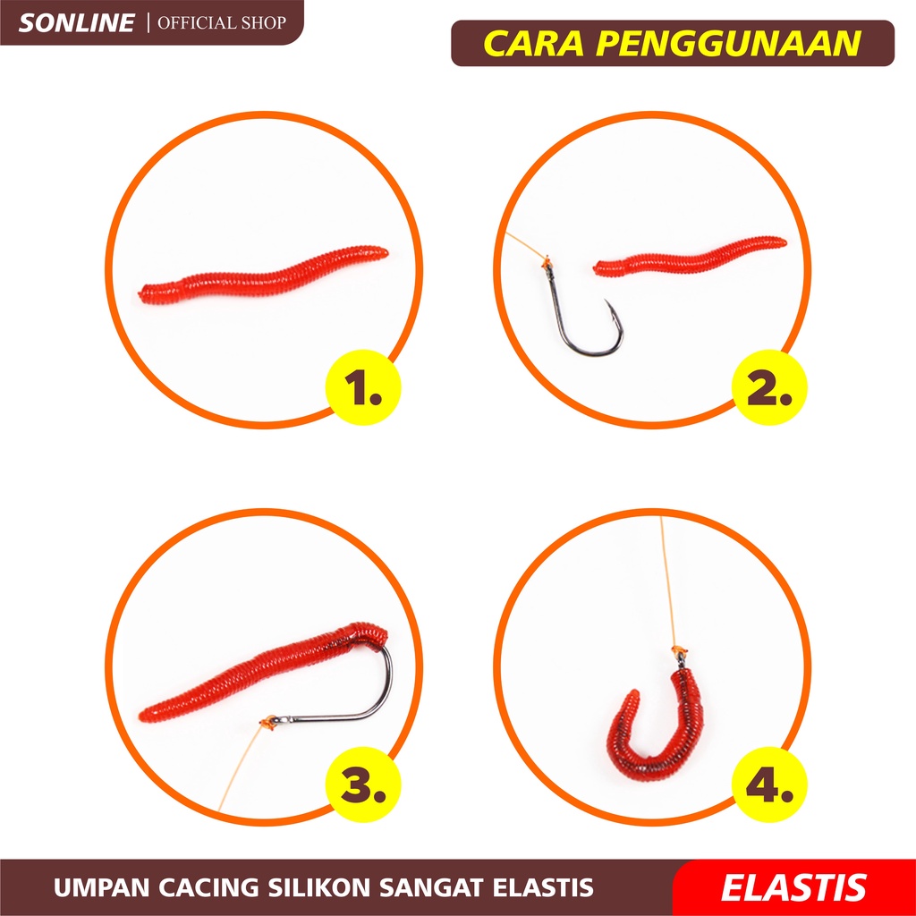 SONLINE 50pcs 3.5cm Soft Worm Umpan Cacing Buatan Soft Bait WormCacing