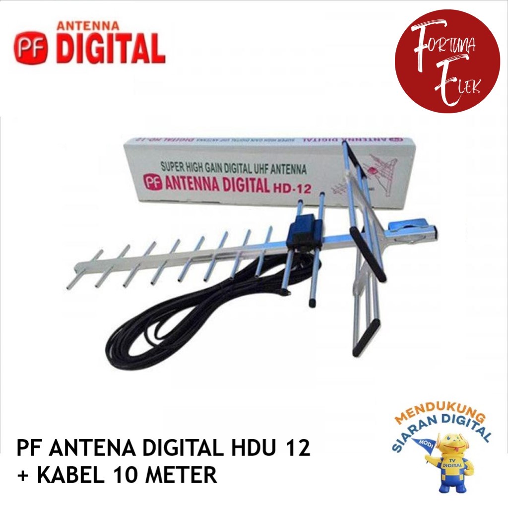 PF Antenna Digital Outdoor Luar Ruangan HD / HDU 12 Free Kabel 10 Meter