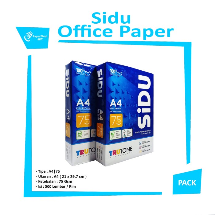 Jual Sinar Dunia Sidu A4 75gram Paper Print Kertas Fotokopi