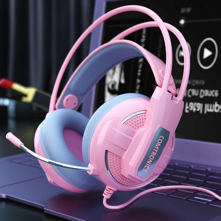 Murah Meriah Headset Gaming wanita Pink bando karakter Cute Lucu Headphone besar Wired Game hanset H
