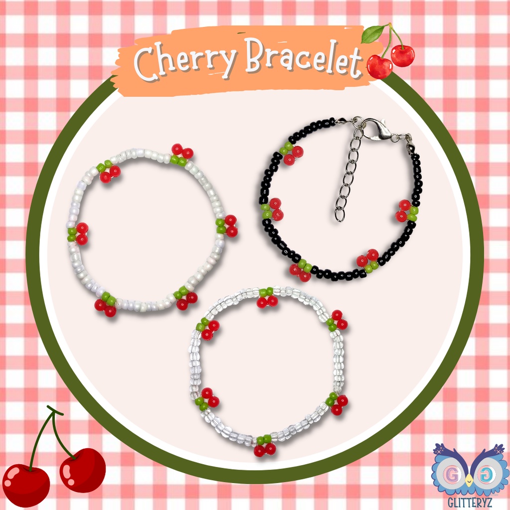 Cherry Bracelet || Cherry Beads Bracelet || Gelang Manik Cherry || Custom Beads Kpop Bracelet