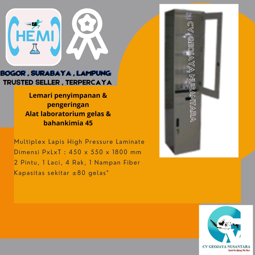 Lemari penyimpanan & pengeringan Alat laboratorium gelas & bahan kimia 45