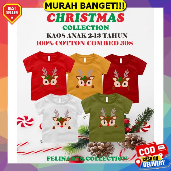 Cod Baju Kaos Natal Anak / Baju Natal Terbaru / Baju Natal Anak Laki Laki / Baju Natal Anak Perempua