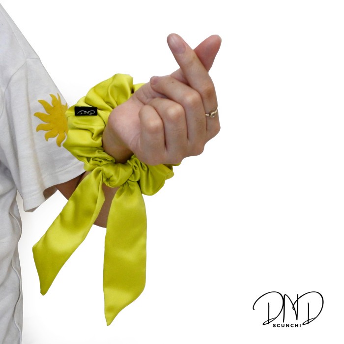 Ikat Rambut Karet Kuncir Pita Scrunchie Korean Mini Bunny Lemon Yellow