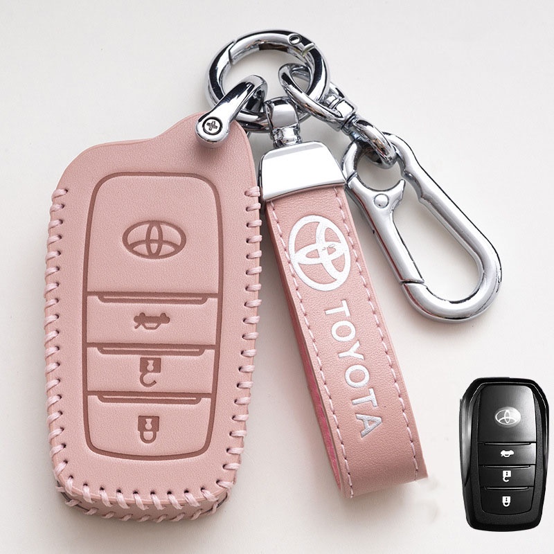 Leather Key Cover Case Casing Kunci Remote Mobil Untuk Toyota Vios Hilux Revo Innova Fortuner Harrier Camry Vellfire Alphard Vellfire Estima Yaris