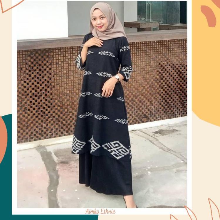 KTB.21De22ι ◦ tunik tenun tunik etnik baju wanita syar'i warna hitam