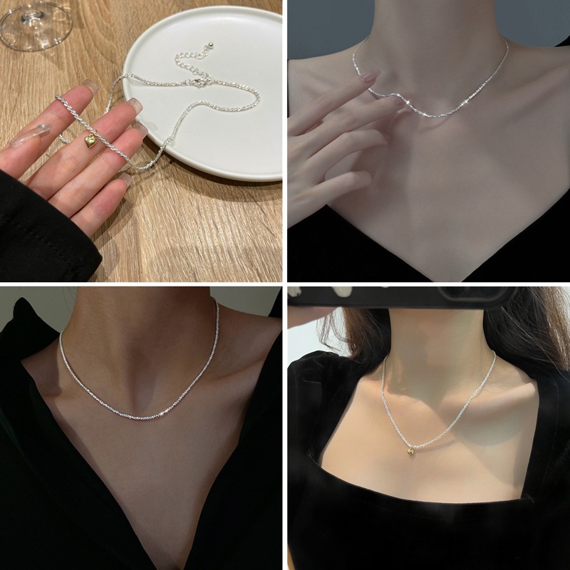 Populer Warna Silver Berkilau Klavikula Rantai Choker Kalung Kerah Untuk Wanita Perhiasan Halus Pesta Pernikahan Hadiah Ulang Tahun