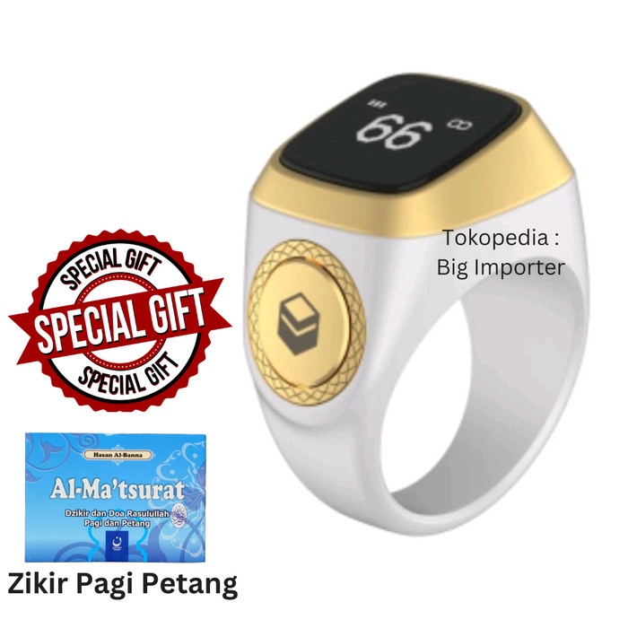 {FamilyStore} iQibla Zikr1 Ring Lite - Cincin Tasbih Pintar Polyester - Putih 20mm Murah