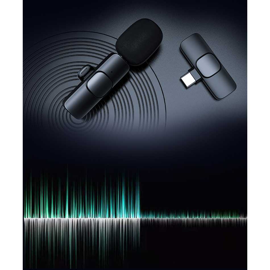 ( 100% BARANG ORI ) TaffSTUDIO Wireless Lavalier Lapel Microphone Vlogger USB Type C - HO86