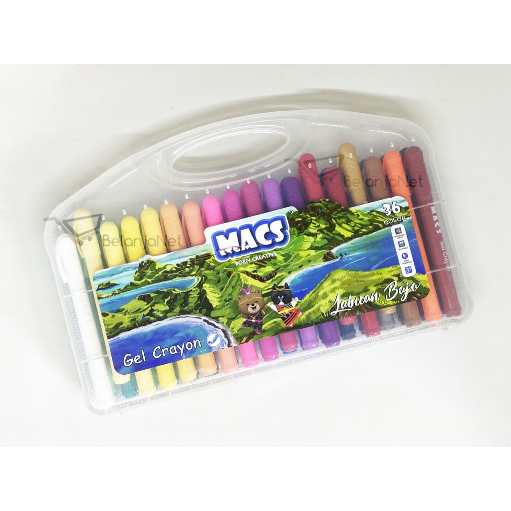 Gel Crayon | Silky Crayon | Krayon Macs 36 Warna Dapat Dicuci Washable