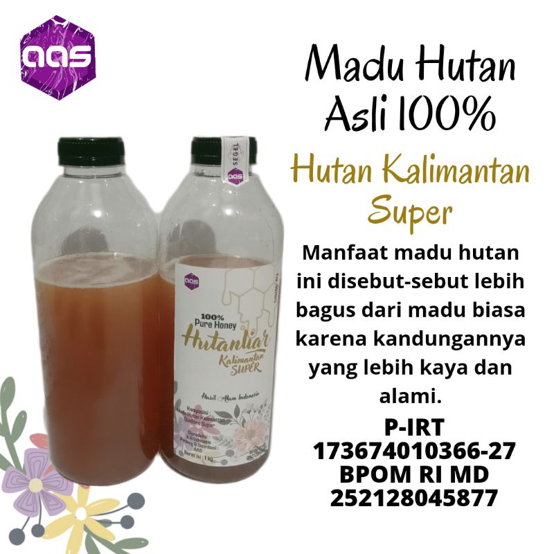 

MADU/Honey Hutan/ASLI/MURNI/LIAR/Alami KALIMANTAN KUALITAS SUPER BPOM MD 1 KG