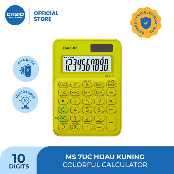 

DISKON CASIO Colorful Calculator MS-7UC-Yellow Green