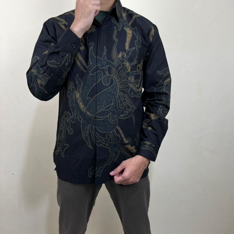 Baju Kemeja batik pria cowok cowo lengan panjang pendek pekalongan solo seragam keris premium G06