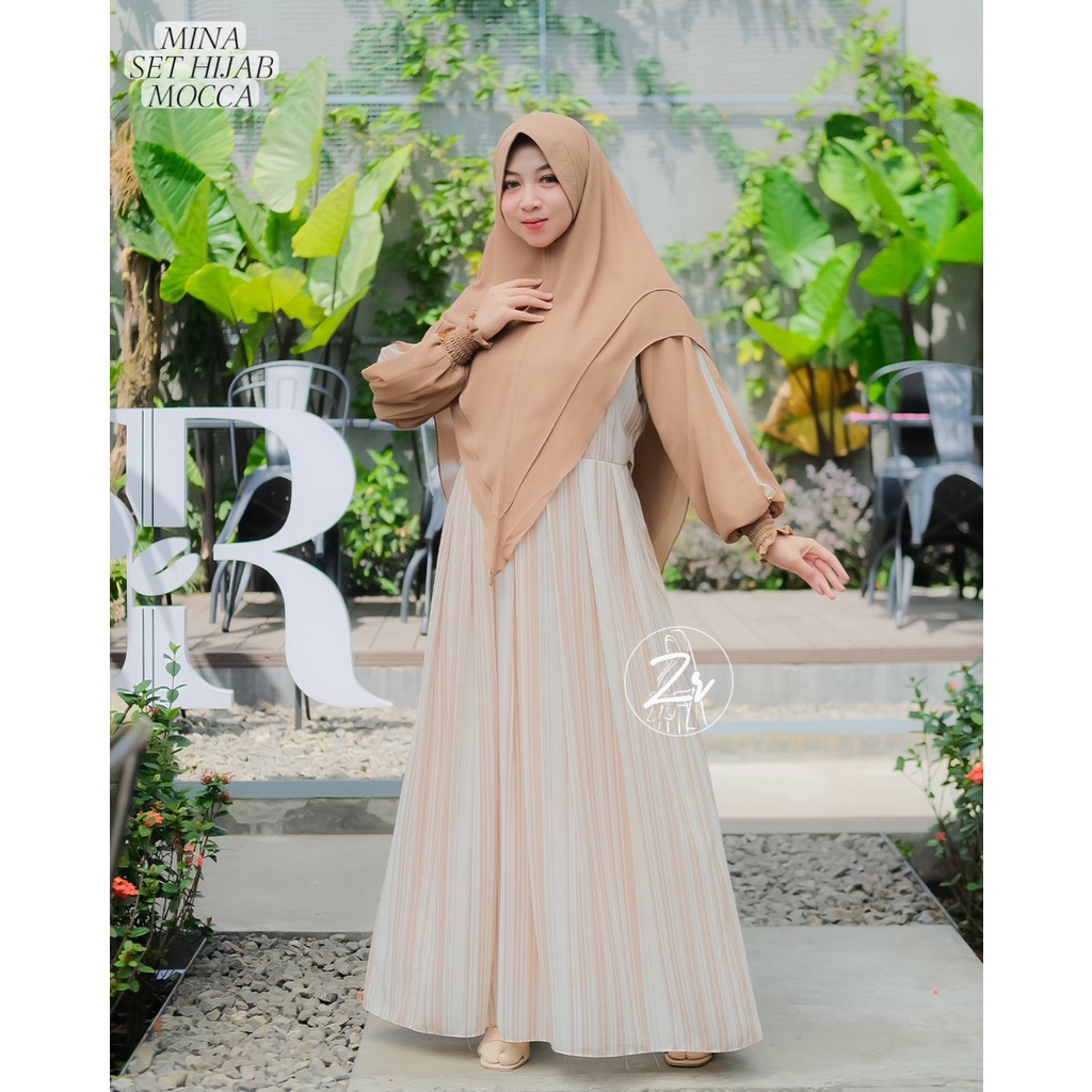 GAMIS CRINGKLE SET CERUTY MINA ILENA BY ZR ZIRA SET KHIMAR CERUTI BABYDOLL PREMIUM