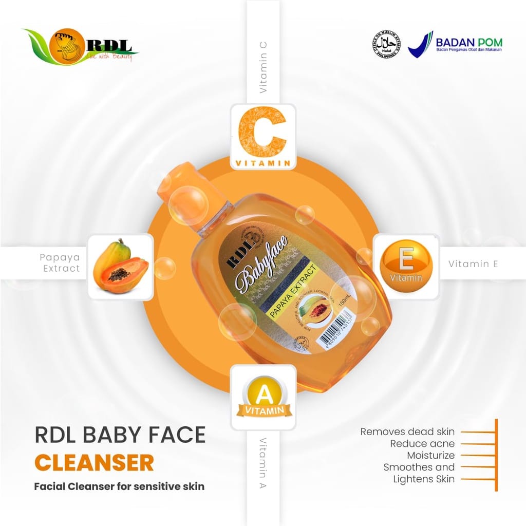 RDL Baby Face Cleanser Papaya Extract 150ml I Toner Pembersih wajah I Original Bpom