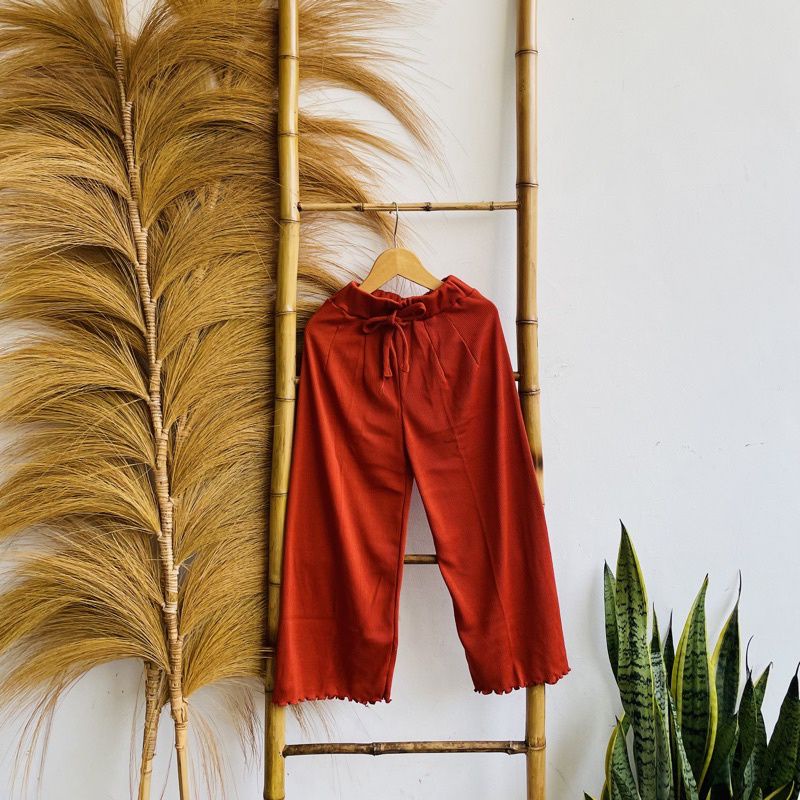 Celana Anak Perempuan KULOT Rib Curly Ruffle Knit Tee | Celana Bawahan Anak Perempuan Bahan Rib Knit