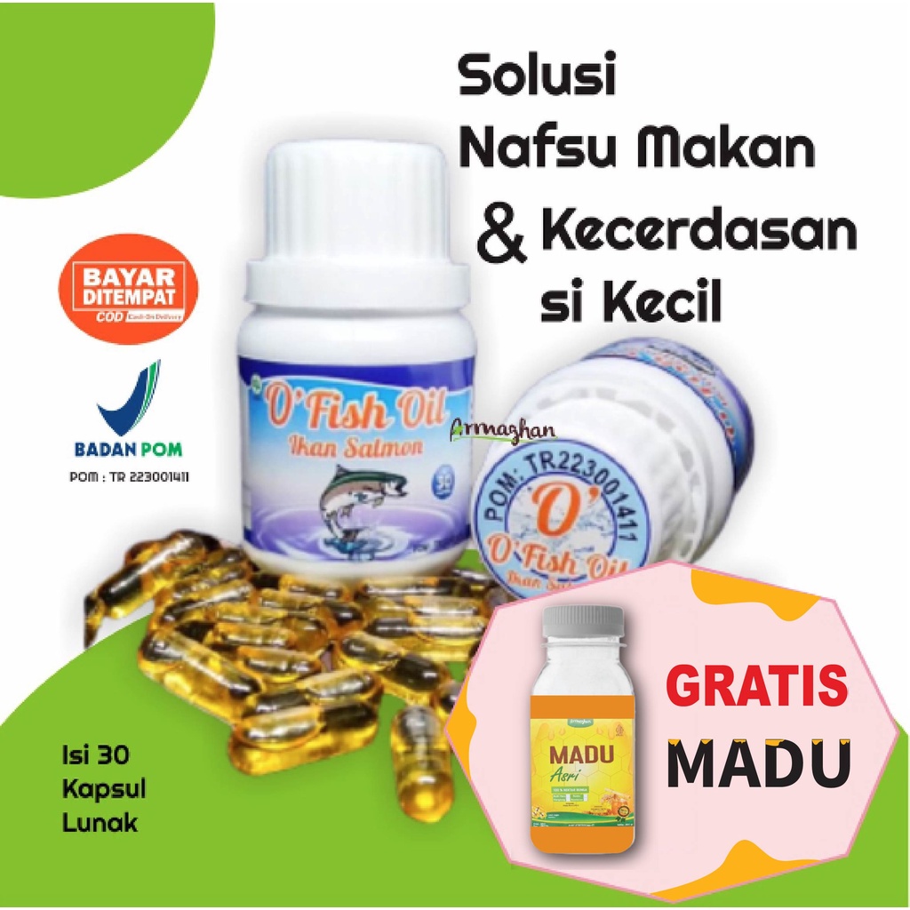 

[ GRATIS MADU ] Minyak Ikan Salmon O Fish Oil Ikan Salmon Penambah Nafsu Makan Anak 30 kapsul