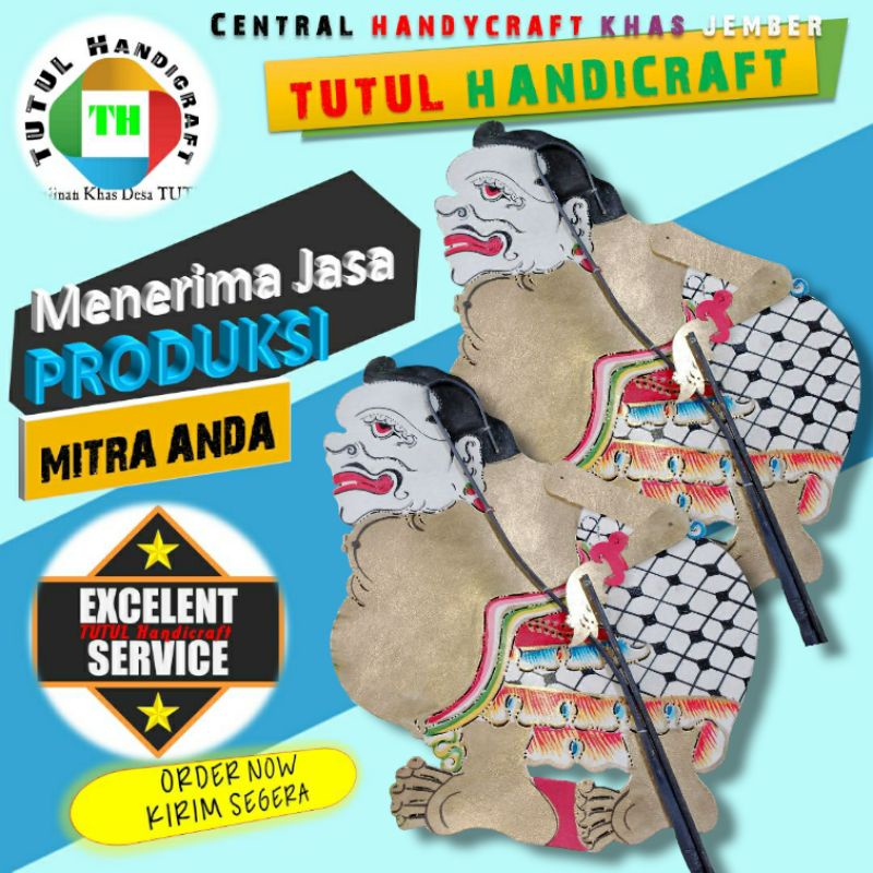 WAYANG KULIT SAPI ASLI TOKOH SEMAR KUNING KUALITAS PREMIUM FULL GARANSI SUPER TERBAIK