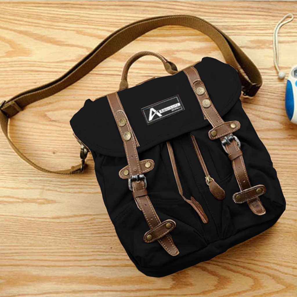 DISTRO  Klub New Arrival - Tas Ransel Canvas IAC Backpack Up to 13 inch - Tas Sekolah Tas Wanita Daypack