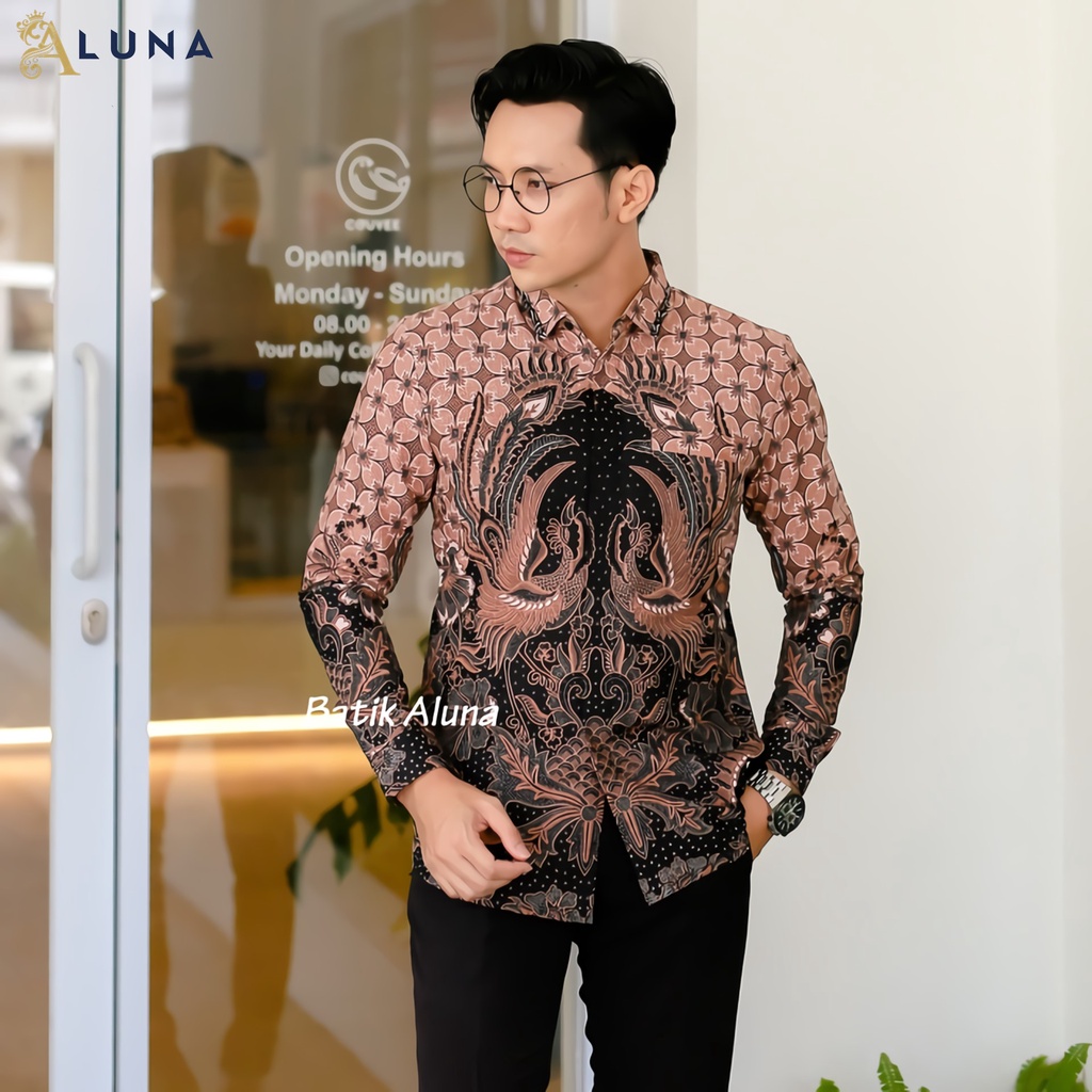 Batik Pria Lengan Panjang Slimfit Atasan Batik Premium Pria Cowok Batik Pekalongan Kekinian Original Modern Seragam Kantor Jumbo SBA 08