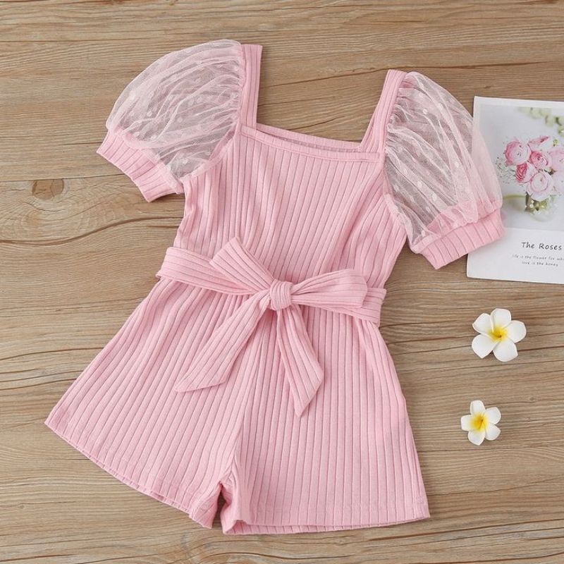 Jumpsuit Cleopatra Belt Outfit Solid Colour Baby Clothes 2-4 tahun