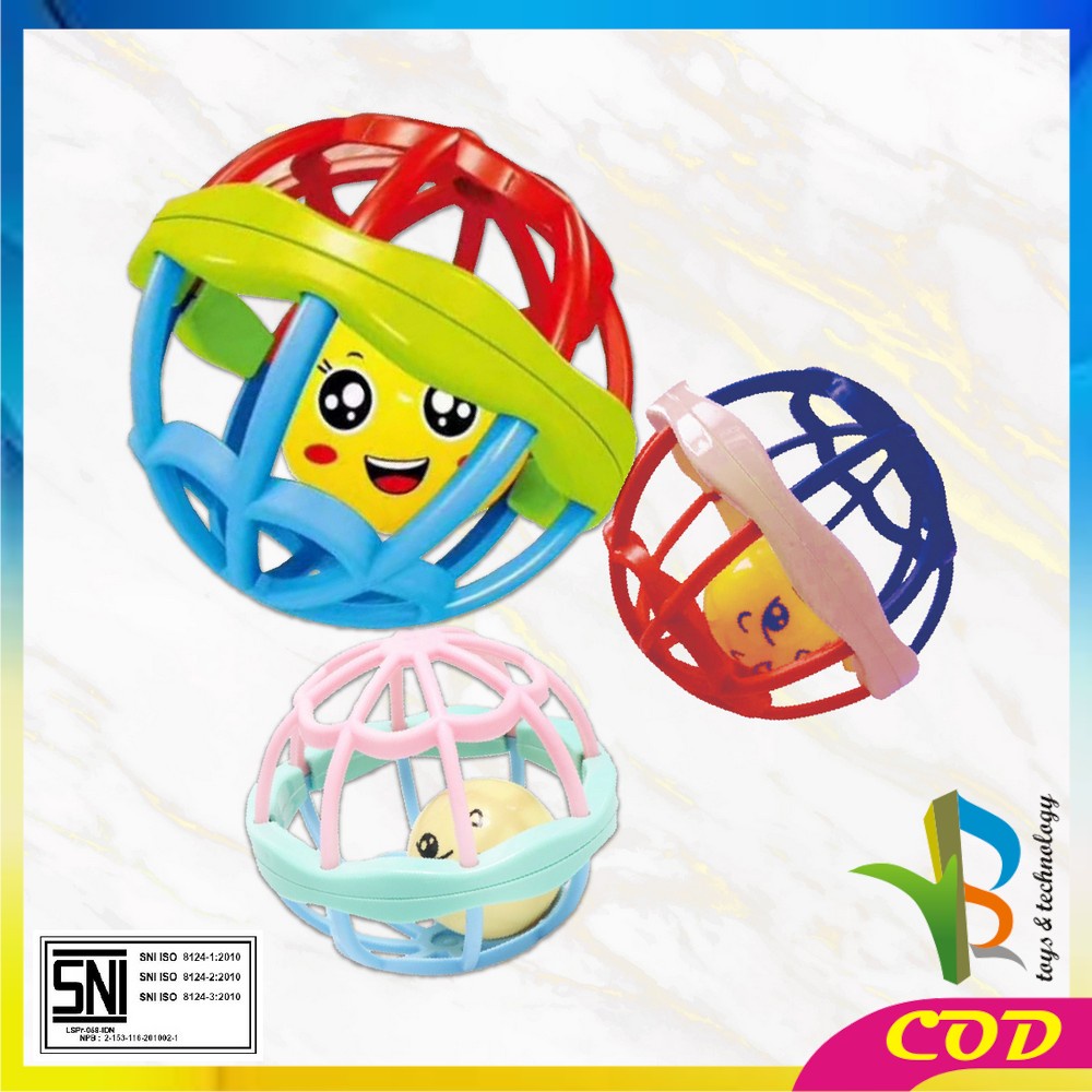 RB-M10 Mainan Bayi Bola Kerincingan Bahan Karet Lembut Teether Rattle Bayi | Baby Toys