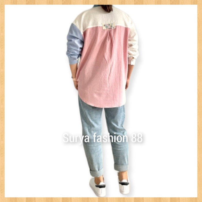 Terbaru Baju Atasan Kemeja Stylish Kekinian Wanita Katun Linen Lubana Murah