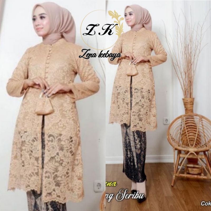 SET KEBAYA TUNIK KANCING BRUKAT KEBAYA MODERN