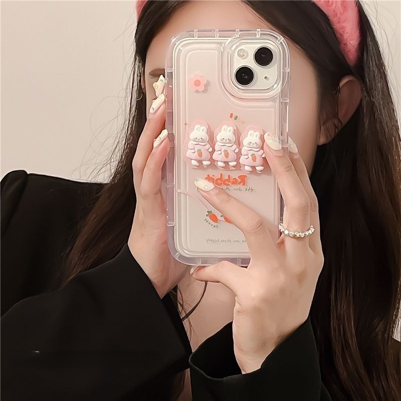 IPHONE Casing Ponsel Desain Boneka Wortel Kelinci Kartun 3D Kompatibel Dengan Iphone12 13 14 11 Pro Max X Xs Max Xr Drtrtr