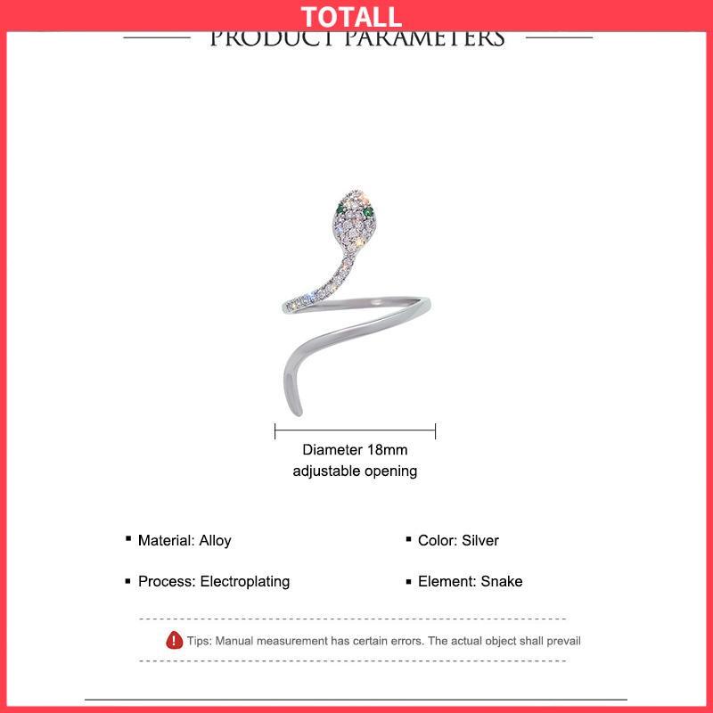 COD Cincin Kristal Ular Adjustbale Desain Zircon Cincin Untuk Wanita-Totall