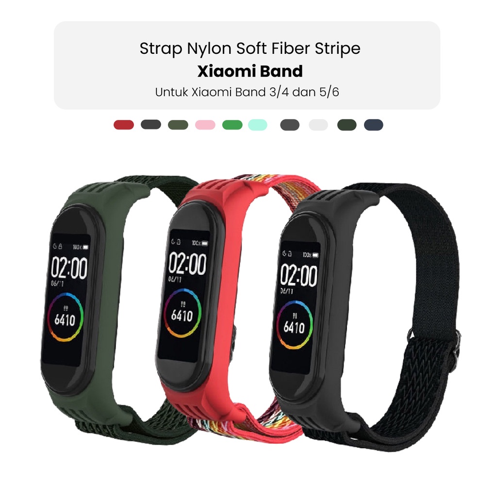 Strap Mi Band 3 4 5 6 7 Xiaomi Band Wave Nylon Adjustable Strap M6 M7 Smartwatch Replacement Band