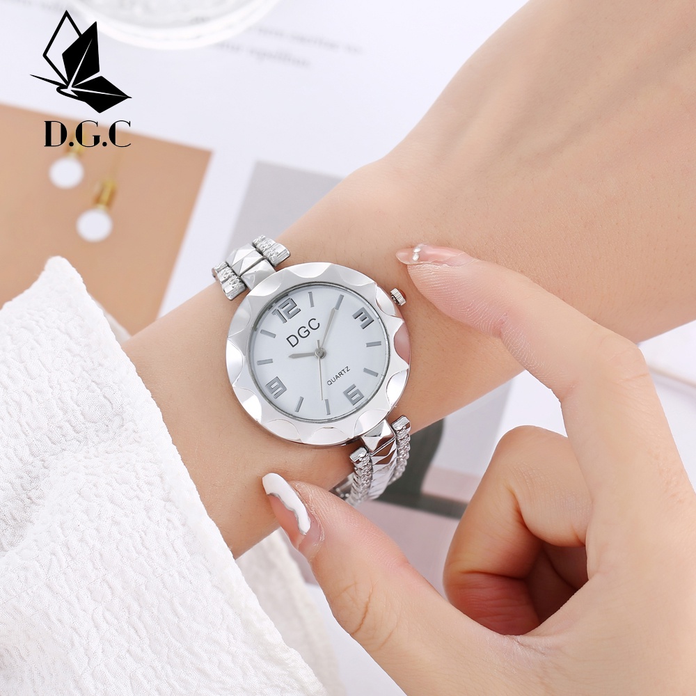 ✨DGC✨Jam Tangan Wanita Analog Quartz Casual Fashion Strap Rantai SILVER Stainless Steel W249