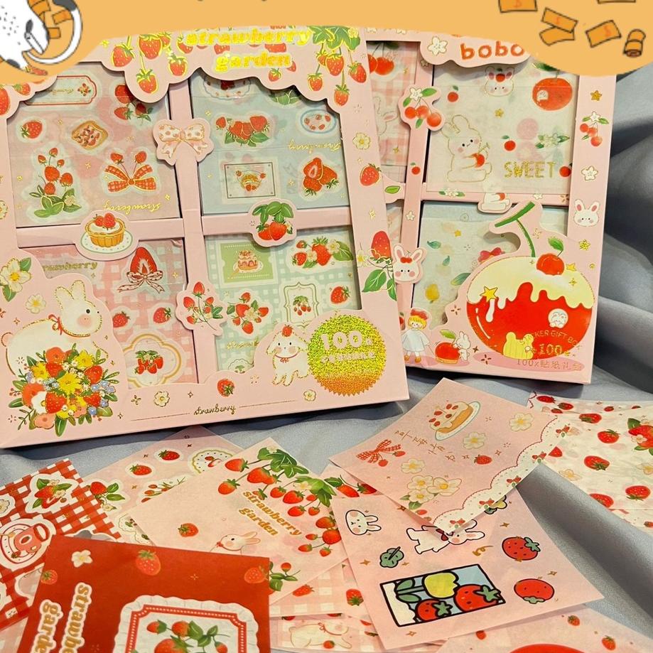 

T5D✹ paket sticker besar karakter lucu senmu versi 2 (100 lembar sticker) solatip lucu imut lakban keren elegan fancy atk imut bisa import Ready Banyak