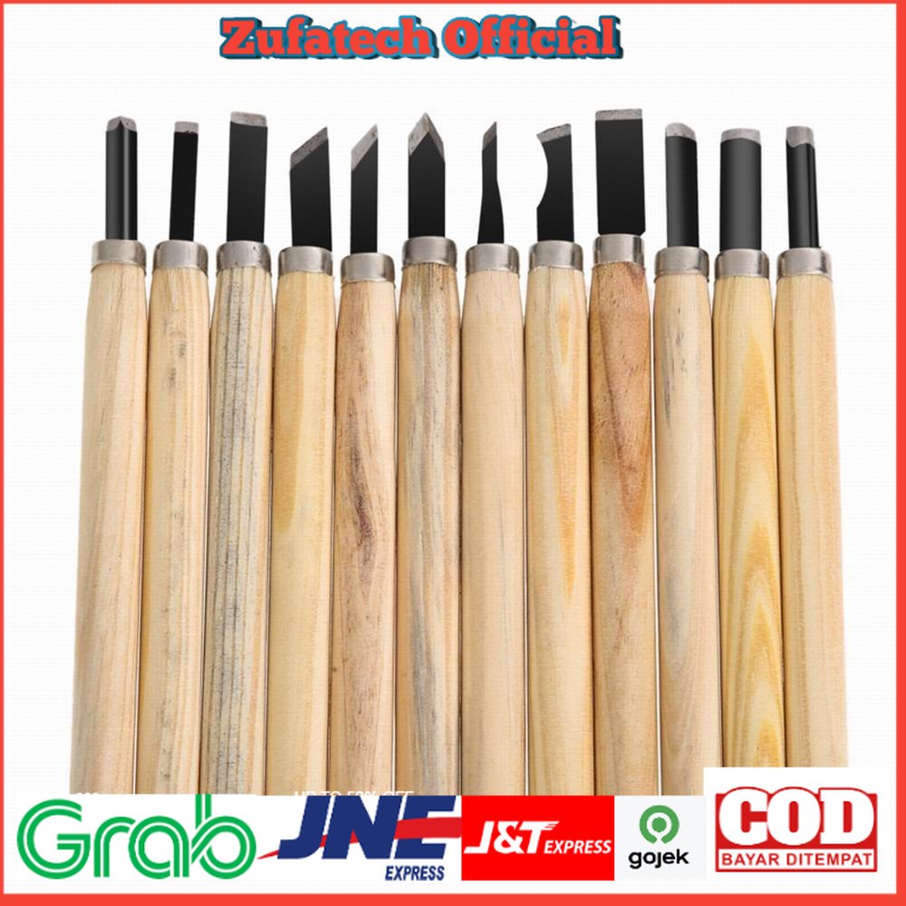 1 set alat Ukir Pahat Kayu 12 in 1 Wood Carving Art Knife.