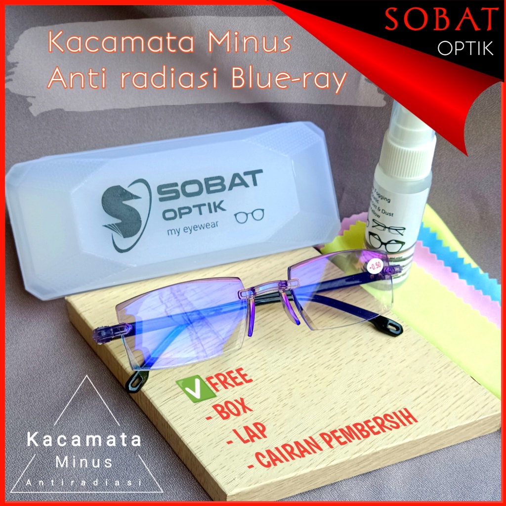 Kacamata minus antiradiasi hp dan komputer coating lensa blue