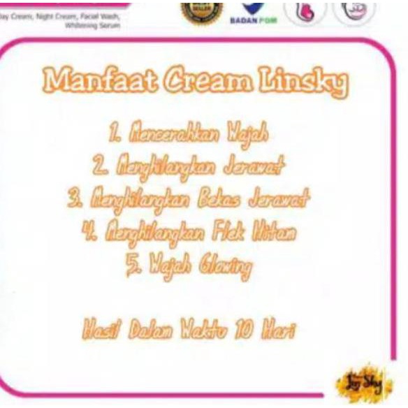 Harga Grosir CREAM LINSKY / LSKY GLOW ORI - KEMASAN BARU ㆁ