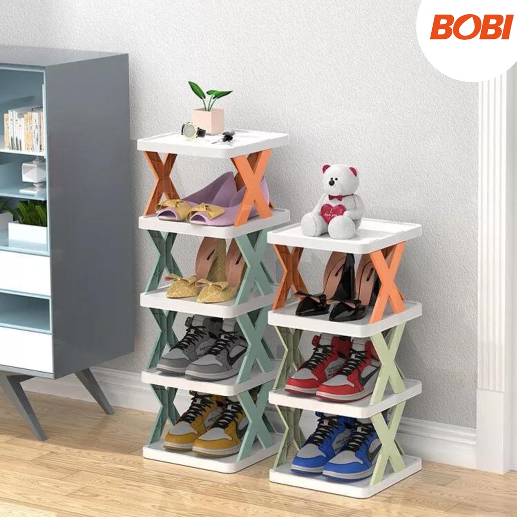 RAK SEPATU SILANG //  RAK SEPATU ZIGZAG PREMIUM BOBI // RAK SEPATU 4 atau 3 SUSUN - WARNA RANDOM