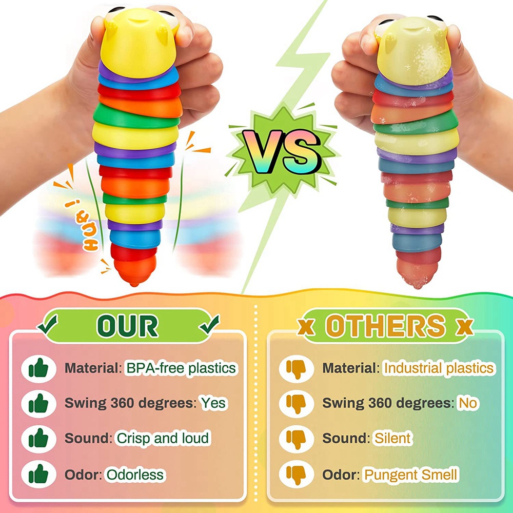 Gaudi Mainan Menyenangkan Ujung Jari Slug Ulat Refleksi Mainan Fidget Toys Penghilang Stress