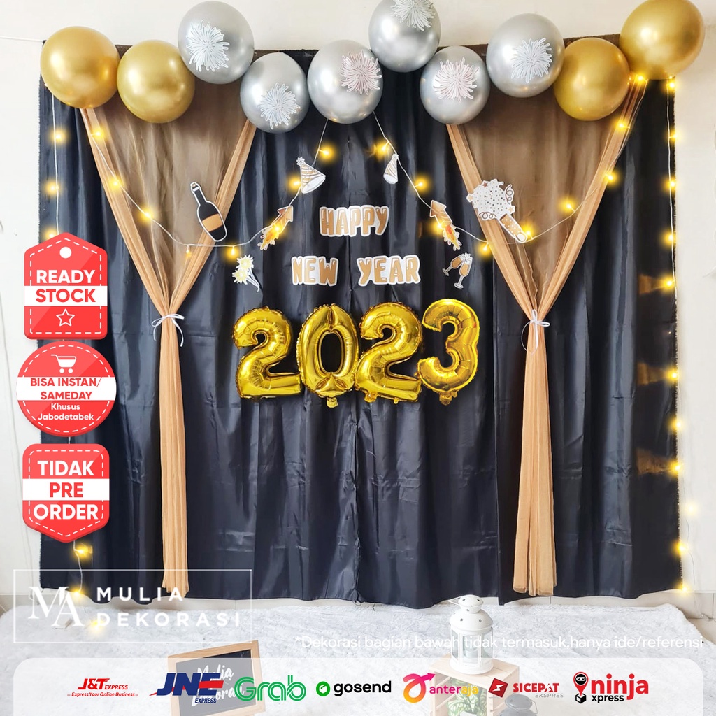 Dekorasi New Year Tahun Baru Backdrop PhotoBooth DIY Paket Mulia New Year