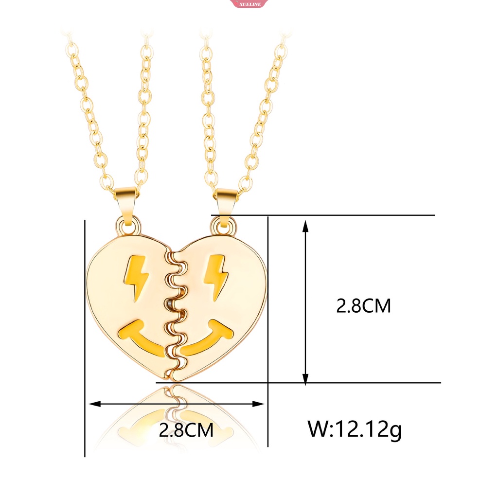 2pcs/set Cinta smiley Pasangan Kalung Pria Dan Wanita magnet Hadiah Hari Valentine [ZXL]