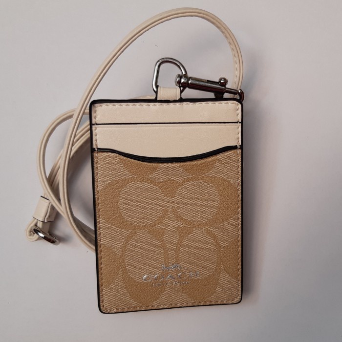 

`````````] Name Tag Holder Lanyard Gantungan ID Card White Brown