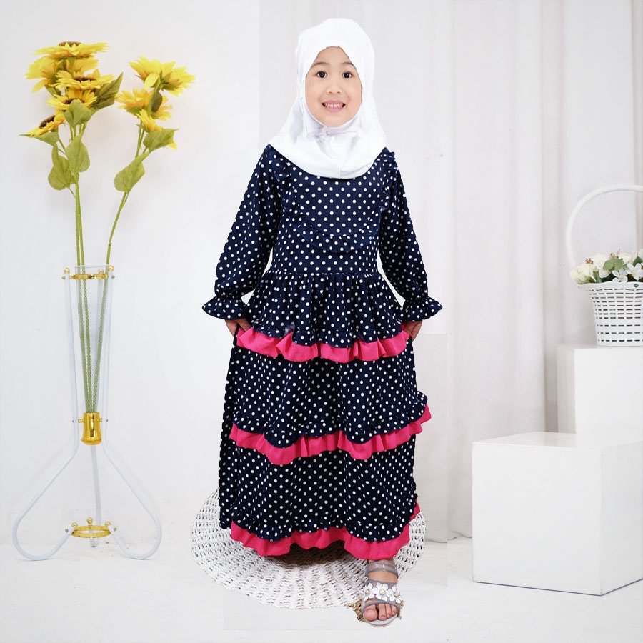 CARLINA DRESS ANAK POLKADOT HAFA ANANDA SYARI ONDE Usia 2-13tahun