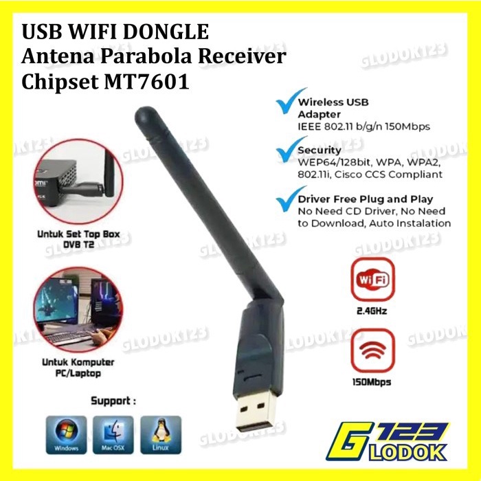 USB Wifi Set Top Box MT7601 Dongle STB Adapter Antena PC Laptop DVB T2