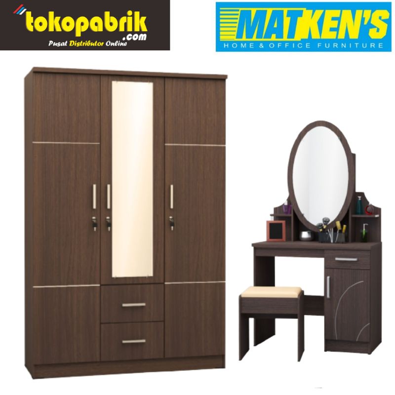 Lemari Pakaian dan Meja rias Modern - Satu Set Lemari Pakaian Meja rias Minimalis Modern Termurah Te