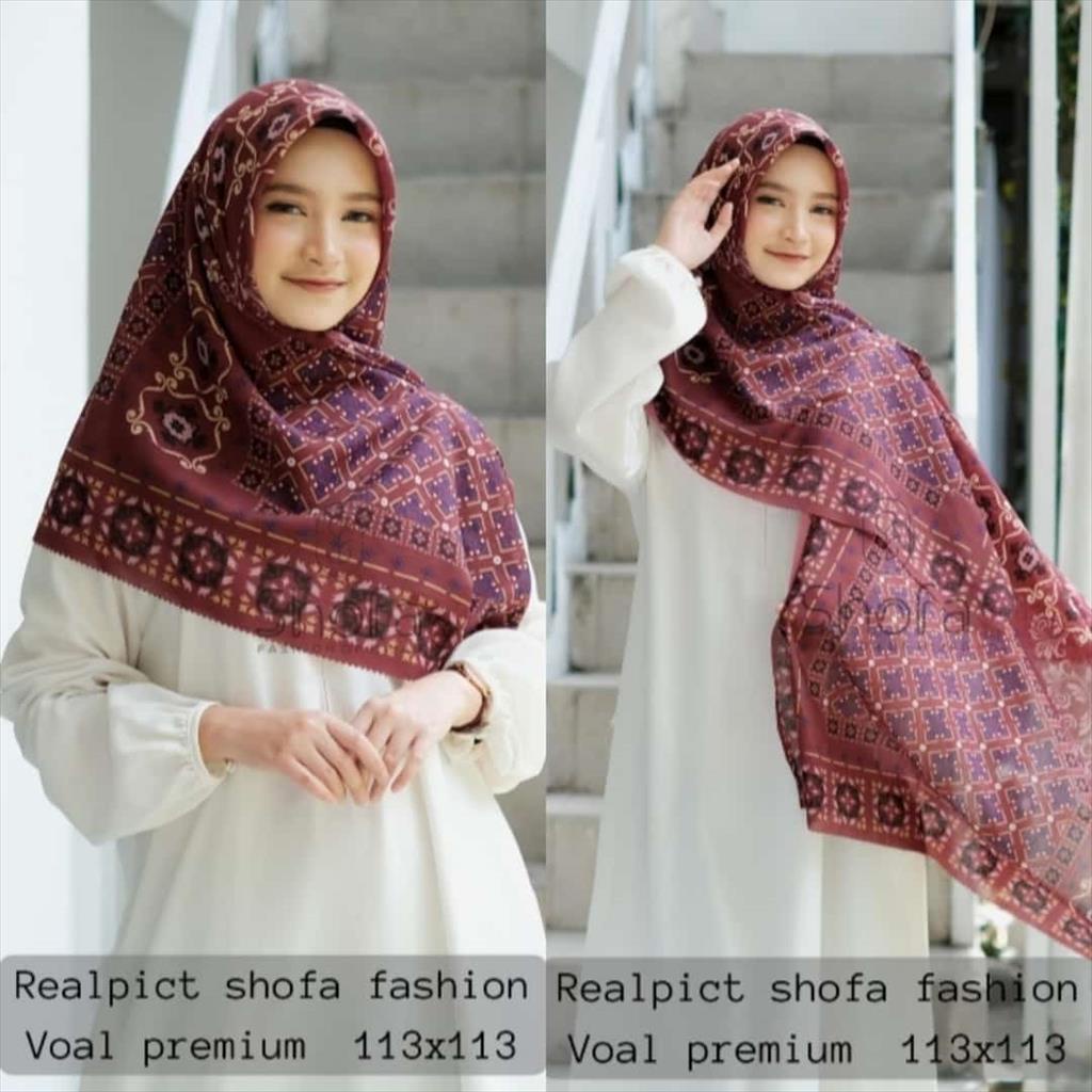 Hijab Voal Motif - Jilbab Segi Empat Denay - Hijab Motif Premium