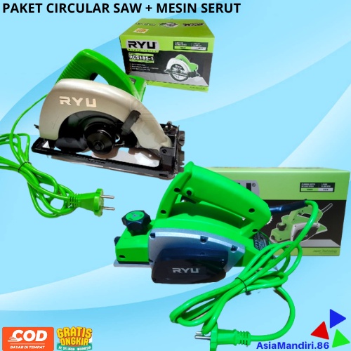 PAKET TUKANG Circular RYU + Mesin Serut RYU / Planner , circular saw 7 inch , Planer Ryu